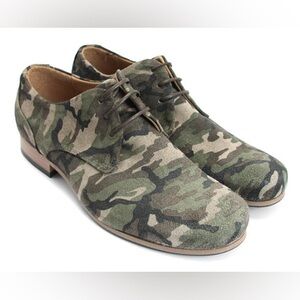 John Fluevog Camo Radio CBC Derby Shoes size 8